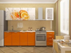 Кухонный гарнитур 1,8м Апельсин (Белый/Оранжевый металлик/Фотопечать апельсин) в Кормиловке - kormilovka.katalogmebeli.com | фото 1