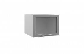 Квадро ГВПГС 600 шкаф верхний горизонтальный глубокий со стеклом высокий (Железо/корпус Серый) в Кормиловке - kormilovka.katalogmebeli.com | фото