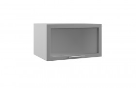 Квадро ГВПГС 800 шкаф верхний горизонтальный глубокий со стеклом высокий (Железо/корпус Серый) в Кормиловке - kormilovka.katalogmebeli.com | фото