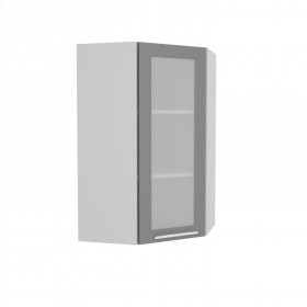 Квадро ВПУС 550 шкаф верхний угловой со стеклом высокий (Железо/корпус Серый) в Кормиловке - kormilovka.katalogmebeli.com | фото