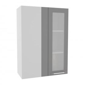 Квадро ВПУС 650 шкаф верхний угловой со стеклом высокий (Железо/корпус Серый) в Кормиловке - kormilovka.katalogmebeli.com | фото