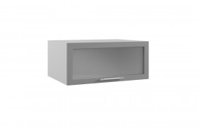 Лофт ГПГС 800 шкаф верхний горизонтальный глубокий со стеклом (Штукатурка серая/корпус Серый) в Кормиловке - kormilovka.katalogmebeli.com | фото