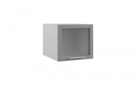 Лофт ГВПГС 500 шкаф верхний горизонтальный глубокий со стеклом высокий (Бетон светлый/корпус Серый) в Кормиловке - kormilovka.katalogmebeli.com | фото