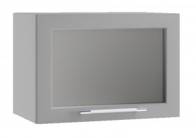 Лофт ПГС 500 шкаф верхний горизонтальный со стеклом (Штукатурка серая/корпус Серый) в Кормиловке - kormilovka.katalogmebeli.com | фото