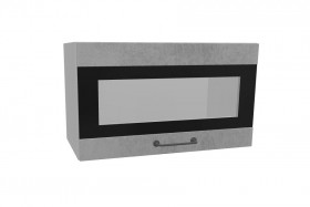 Лофт ПГСФ 600 шкаф верхний горизонтальный со стеклом и фотопечатью (Бетон светлый/корпус Серый) в Кормиловке - kormilovka.katalogmebeli.com | фото