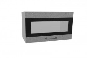 Лофт ПГСФ 600 шкаф верхний горизонтальный со стеклом и фотопечатью (Штукатурка серая/корпус Серый) в Кормиловке - kormilovka.katalogmebeli.com | фото
