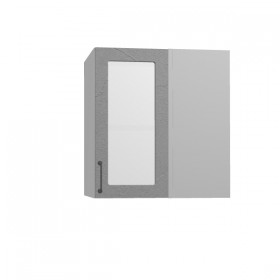 Лофт ПУС 650 шкаф верхний угловой со стеклом (Штукатурка серая/корпус Серый) в Кормиловке - kormilovka.katalogmebeli.com | фото