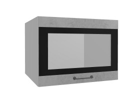 Лофт ВПГСФ 600 шкаф верхний горизонтальный со стеклом высокий с фотопечатью (Бетон светлый/корпус Серый) в Кормиловке - kormilovka.katalogmebeli.com | фото