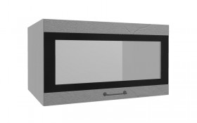 Лофт ВПГСФ 800 шкаф верхний горизонтальный со стеклом высокий с фотопечатью (Штукатурка серая/корпус Серый) в Кормиловке - kormilovka.katalogmebeli.com | фото