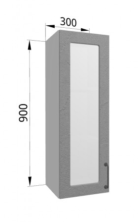 Лофт ВПС 300 шкаф верхний со стеклом высокий (Штукатурка серая/корпус Серый) в Кормиловке - kormilovka.katalogmebeli.com | фото