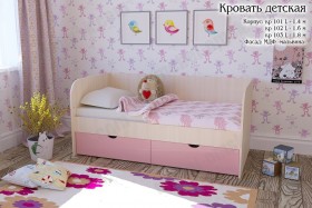 Мальвина Кровать детская 2 ящика 1.6 Розовыйй глянец в Кормиловке - kormilovka.katalogmebeli.com | фото