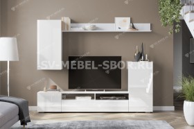 Мебель для гостиной МГС 4 (Белый/Белый глянец) в Кормиловке - kormilovka.katalogmebeli.com | фото 1