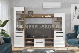Мебель для гостиной МГС 6 (Исполнение 1/Дуб золотой/Белый глянец) в Кормиловке - kormilovka.katalogmebeli.com | фото