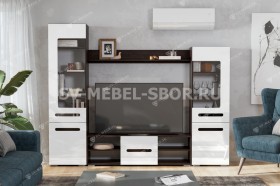 Мебель для гостиной МГС 6 (Исполнение 1/Венге/Белый глянец) в Кормиловке - kormilovka.katalogmebeli.com | фото
