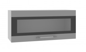 Норд ШВГС 800 Шкаф верхний горизонтальный со стеклом (Софт черный/корпус Венге) в Кормиловке - kormilovka.katalogmebeli.com | фото