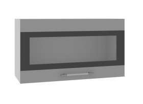 Ройс ВПГСФ 800 Шкаф верхний горизонтальный со стеклом с фотопечатью высокий (Черника софт/корпус Серый) в Кормиловке - kormilovka.katalogmebeli.com | фото