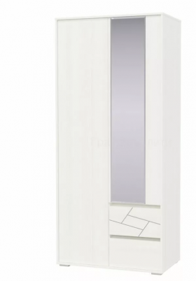 Шкаф 2-х дверный с ящиками Аделина 1000 Рамух белый в Кормиловке - kormilovka.katalogmebeli.com | фото