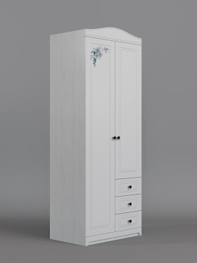 Шкаф 2-х створчатый с ящиками Бэлла (Выбеленное дерево/Белый) в Кормиловке - kormilovka.katalogmebeli.com | фото