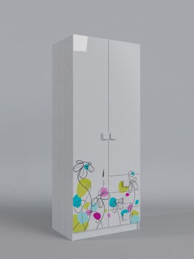 Шкаф 2-х створчатый с ящиками Флёр (Белый/корпус Выбеленное дерево) в Кормиловке - kormilovka.katalogmebeli.com | фото