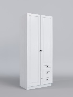 Шкаф 2-х створчатый с ящиками Классика (Белый/корпус Выбеленное дерево) в Кормиловке - kormilovka.katalogmebeli.com | фото