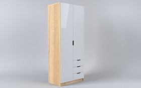 Шкаф 2-х створчатый с ящиками Лофт (Белый/корпус Дуб Сонома) в Кормиловке - kormilovka.katalogmebeli.com | фото