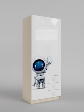 Шкаф 2-х створчатый с ящиками Санни (Белый/корпус Клен) в Кормиловке - kormilovka.katalogmebeli.com | фото