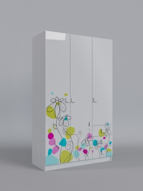 Шкаф 3-х створчатый с ящиками Флёр (Белый/корпус Выбеленное дерево) в Кормиловке - kormilovka.katalogmebeli.com | фото
