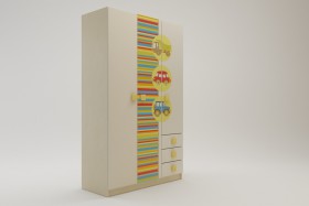 Шкаф 3-х створчатый с ящиками Клаксон (Бежевый/корпус Клен) в Кормиловке - kormilovka.katalogmebeli.com | фото