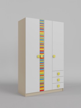 Шкаф 3-х створчатый с ящиками Клаксон без машинок (Белый/корпус Клен) в Кормиловке - kormilovka.katalogmebeli.com | фото