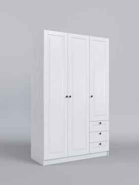 Шкаф 3-х створчатый с ящиками Классика (Белый/корпус Выбеленное дерево) в Кормиловке - kormilovka.katalogmebeli.com | фото