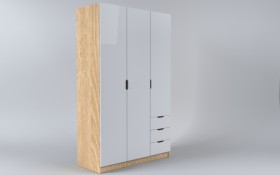 Шкаф 3-х створчатый с ящиками Лофт (Белый/корпус Дуб Сонома) в Кормиловке - kormilovka.katalogmebeli.com | фото