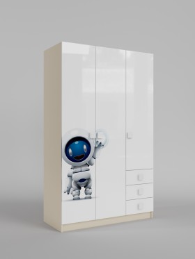 Шкаф 3-х створчатый с ящиками Санни (Белый/корпус Клен) в Кормиловке - kormilovka.katalogmebeli.com | фото