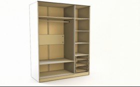 Шкаф 3-х створчатый с ящиками Скай люкс (Синий/Белый/корпус Клен) в Кормиловке - kormilovka.katalogmebeli.com | фото 2