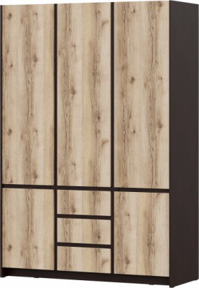 Модульная система "Прага" Шкаф для одежды трехстворчатый Дуб Венге/Дуб Делано в Кормиловке - kormilovka.katalogmebeli.com | фото