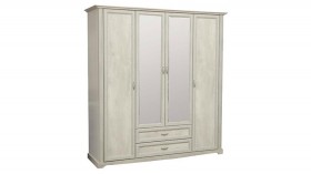 Шкаф для одежды "Сохо" (бетон пайн белый/2 ящика/зеркало) в Кормиловке - kormilovka.katalogmebeli.com | фото