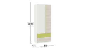 Шкаф для одежды комбинированный «Сканди» Дуб Гарден/Белый/Зеленый в Кормиловке - kormilovka.katalogmebeli.com | фото 5