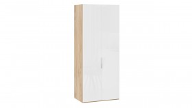 Шкаф для одежды с 2 глухими дверями «Эмбер» Яблоня Беллуно/Белый глянец в Кормиловке - kormilovka.katalogmebeli.com | фото
