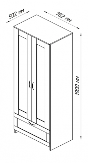 Шкаф двухдверный Сириус с 1 ящиком белый в Кормиловке - kormilovka.katalogmebeli.com | фото 2