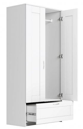 Шкаф двухдверный Сириус с 1 ящиком белый в Кормиловке - kormilovka.katalogmebeli.com | фото 3