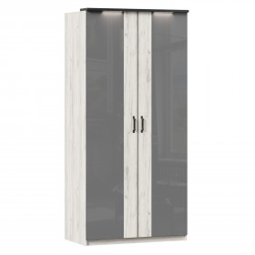 Техно ЛД 678.130.000.007 Шкаф 2-хстворчатый с комбинированными дверями (Дуб Крафт белый/Серый шифер) в Кормиловке - kormilovka.katalogmebeli.com | фото