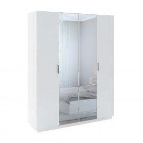 Шкаф с зер. 4 двери М22 Спальня Тиффани (белый текстурный) в Кормиловке - kormilovka.katalogmebeli.com | фото