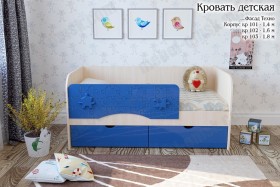 Техно Кровать детская 2 ящика 1.6 Синий глянец в Кормиловке - kormilovka.katalogmebeli.com | фото